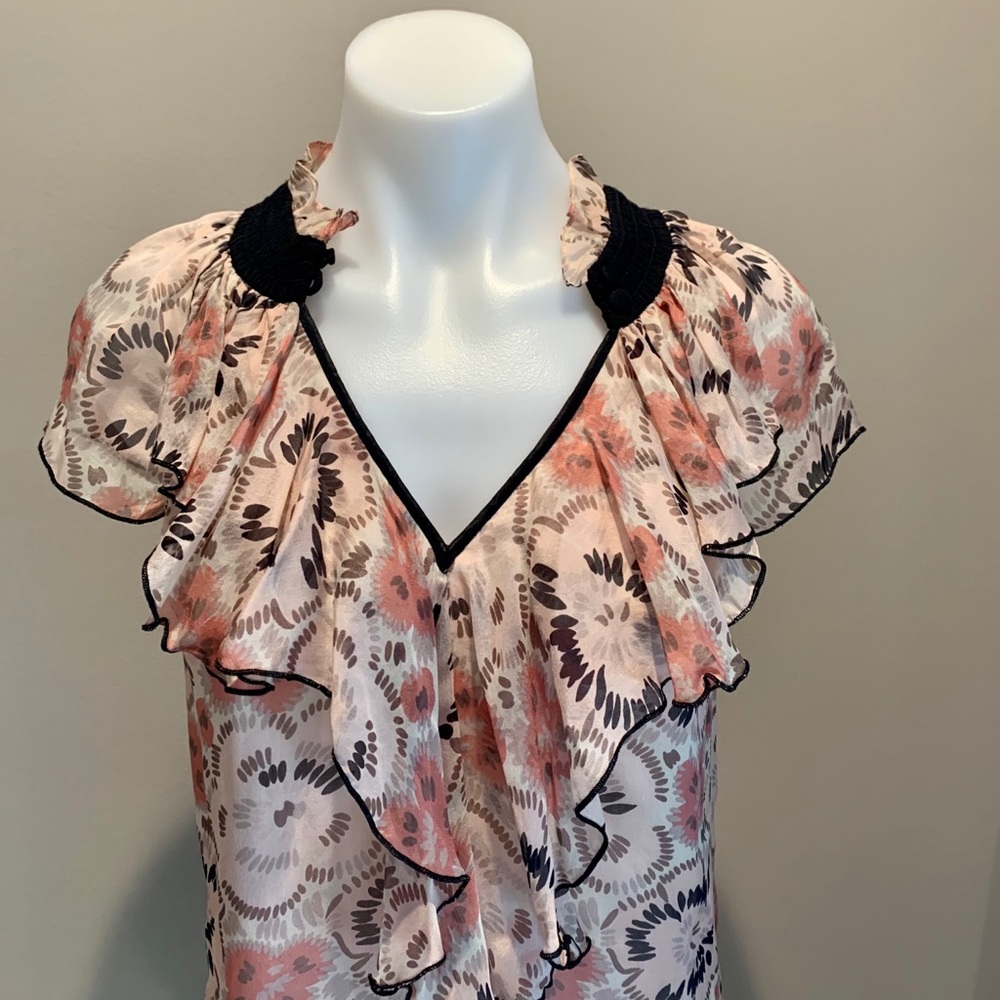 LAST CHANCE!  Milly New York - Smock Style, Floral Cap Sleeve Blouse